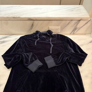 Navy Velvet Mock Hoodie